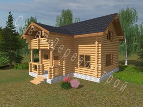 Проект деревянного дома из круглого бревна 9x9,4 метров